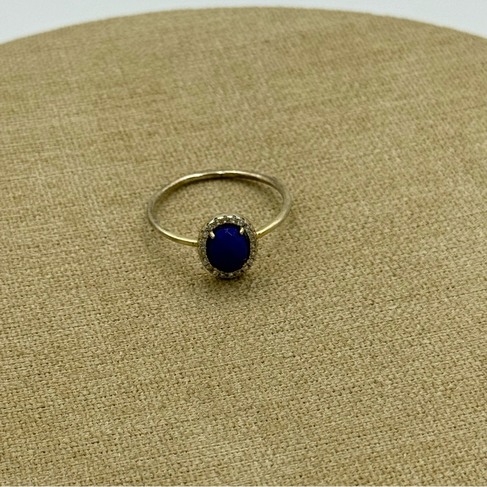Elegant Blue stone sterling silver Gold vermeil Ring